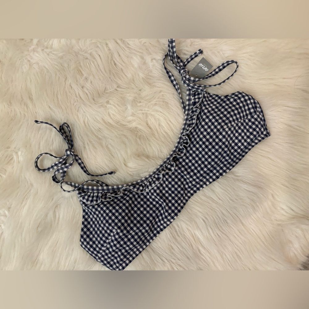 Gingham Aerie Bikini Top with Ruffles size Large New with tags